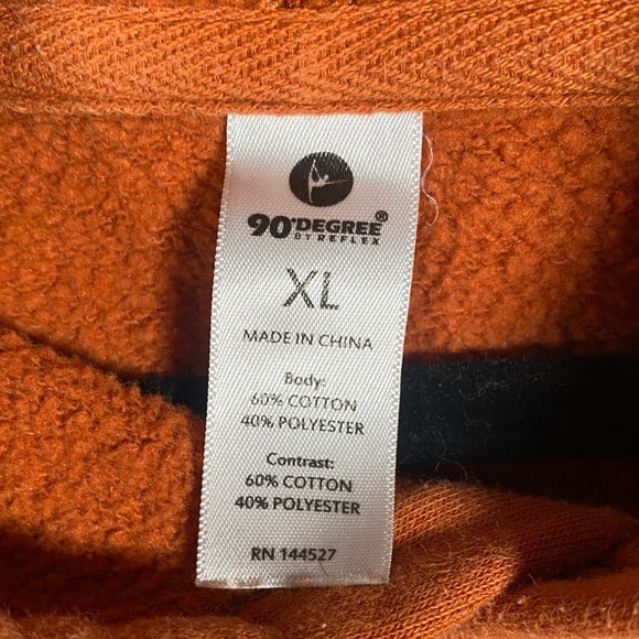 90 Degree Women’s XL Cropped Hoodie Rust Orange Pullover Sweatshirt - Picture 2 of 8